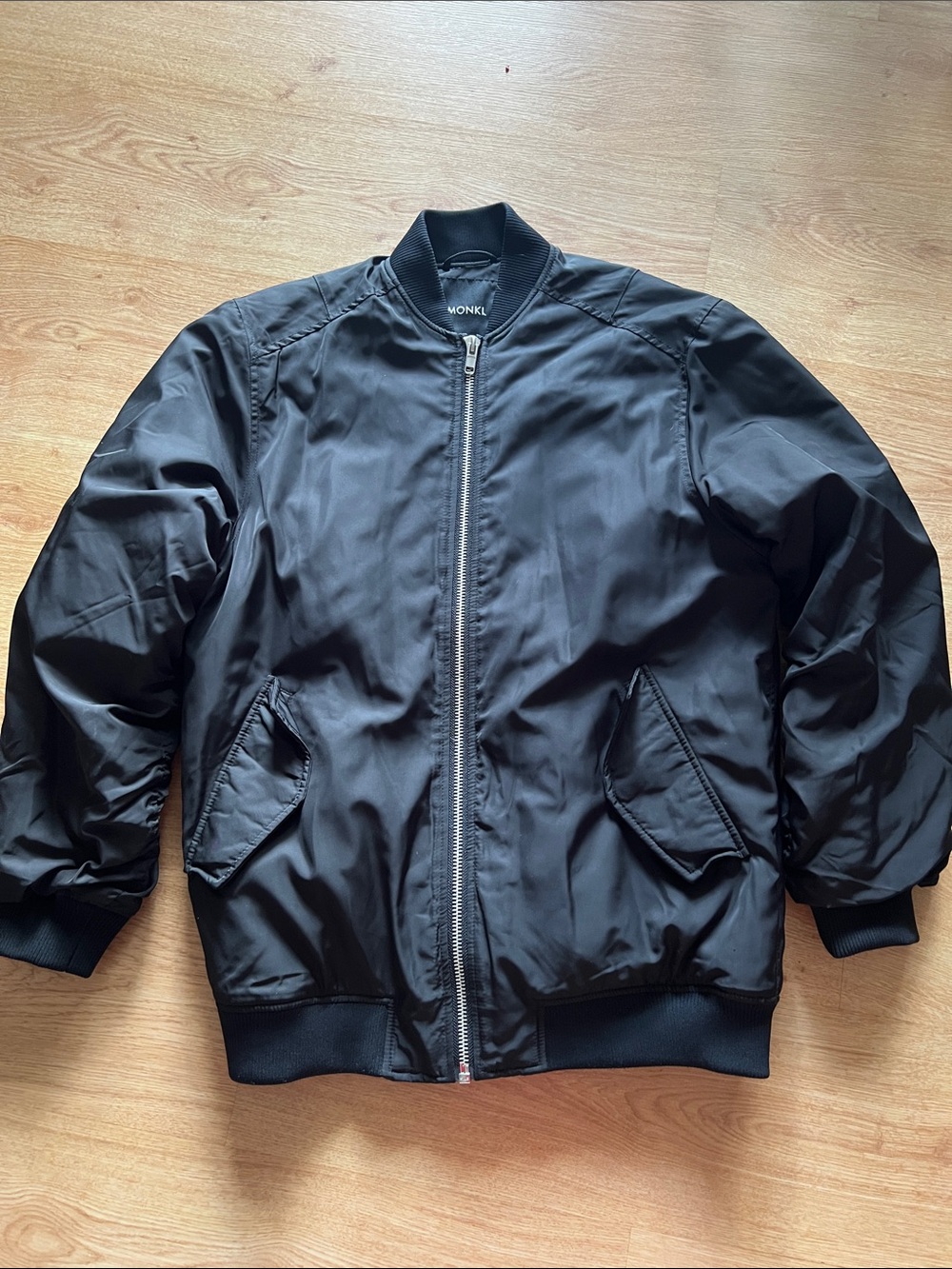 Monki Black Bomber Jacket with Zip Front